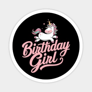 Unicorn Birthday Girl Pastel Tee - Happy Typography Design for Party Celebrations Magnet